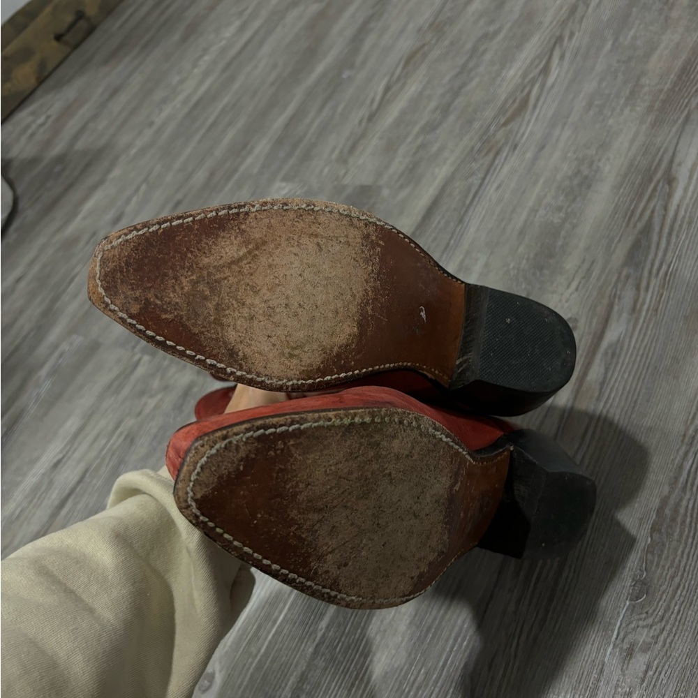 Red Western Leather Cowboy Boots for Women - Picture 6 of 6